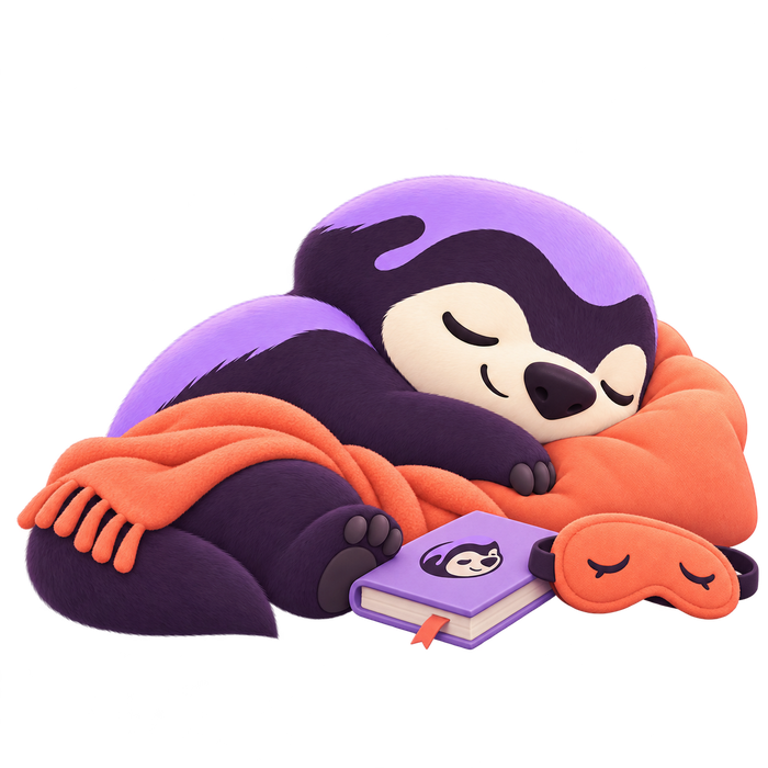 Honey Badger Mascot sleeping peacefully like a baby